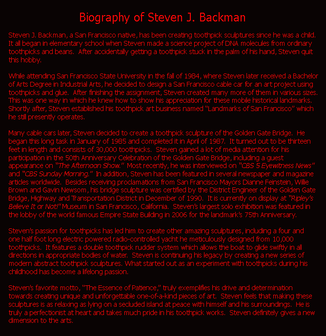 Biography of Steven J. Backman